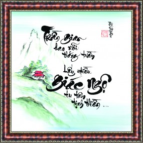 Tranh thư pháp vẽ tay chữ -GIÁC NGỘ-